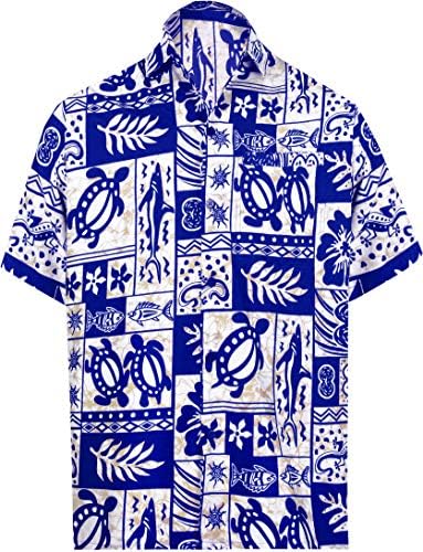 לה לילה גברים של קיץ חוף טרופי מסיבת חולצות קצר שרוול כפתור למטה הוואי חולצה לגברים
