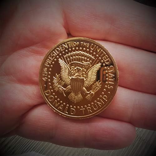 טראמפ 2020 אתגר גרסת מטבע ב 'גדולה 24KT מצופה זהב מדליית נשר אמריקאית עם נשיא 45 על עיצוב אונקיה אחורי 1 באחורי הכולל פרופיל של הנשיא