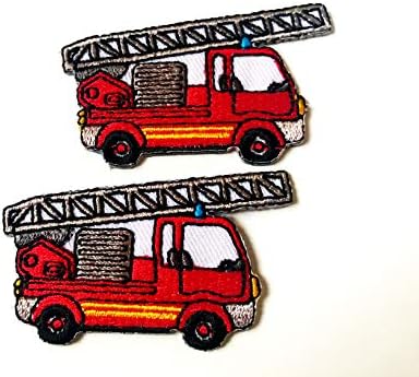 הגדר 2 יח '. מיני משאית קריקטורה חמודה תפור על ברזל על חנות טלאי אפליקציה רקומה