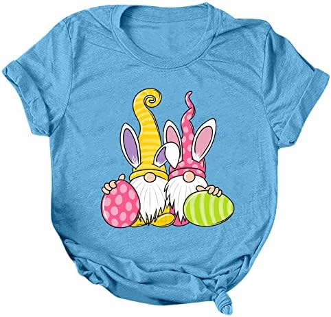 חולצת טי פסחאית רופפת לנשים ביצים גמדים חמודות מצחיקות חולצות T מודפסות