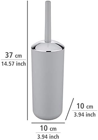 Wenko, אפור, מחזיק מנקה בראזיל, מברשת קערת אסלה עשויה מפלסטיק, מידות 3.9 x 3.9 x 14.6 אינץ ', 10 x 10 x 37 סמ