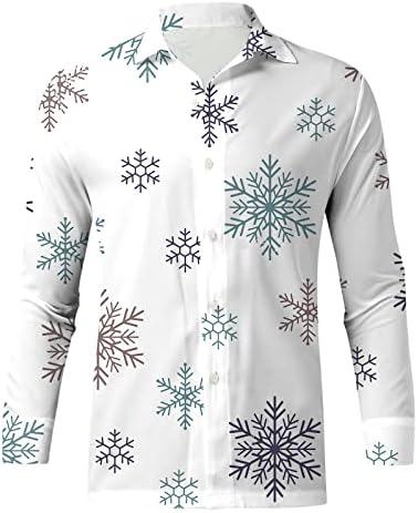 חולצות גברים לחג המולד xxbr, כפתור למטה חג המולד הדפס גרפי צווארון תלת-מטה תלת מימד הדפס דיגיטלי
