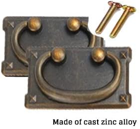 6 יחידות וינטג 'עתיק טבעת ברונזה טבעת משיכה ידיות ידיות חומרה למגירות ריהוט דלתות ארונות ארונות.