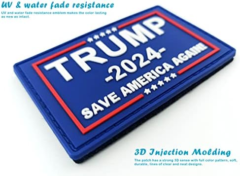 JBCD טראמפ 2024 תיקון דגל שמור את אמריקה שוב טלאי טקטי - PVC וו גומי וולאה טלאי אטב