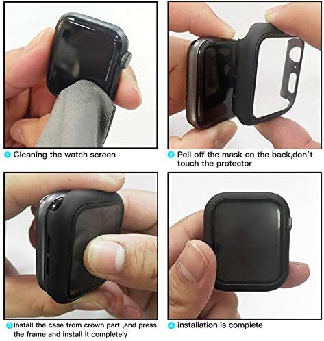 מארז Bling Highgo תואם ל- Apple Watch עם מגן מסך זכוכית מחוסמת מארז מגן מלא לסדרת Apple Watch 6,5,4,3,2,1, SE