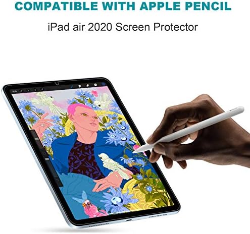 CoolPow iPad Air 4 מגן מסך 【2-חבילה】 אייפד אוויר 10.9 מגן מסך מזכוכית מזג תואם לאייפד אוויר דור רביעי 2020, עפרון אפל תואם/בועה בחינם/הגדרה גבוהה