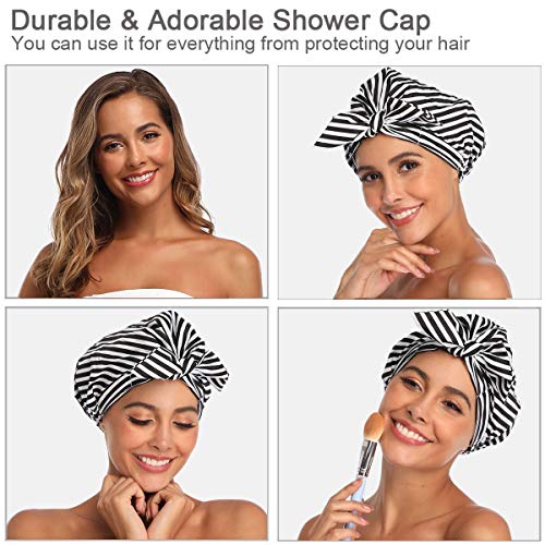 מכסה מקלחת VVOLF לנשים כובעי שיער למקלחת כובע מקלחת לשימוש חוזר לשיער ארוך כובע מקלחת טורבן גדול לצמות שחור