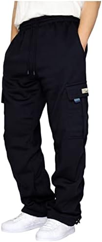 מכנסי טרנינג משקל כבד של גברים מכנסי טרנינג למותניים אלסטיים ג'וג'ר מכנסי ספורט משוררים מכנסי ספורט