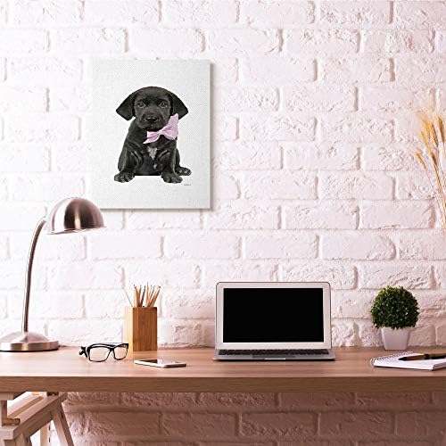 תעשיות סטופליות גור שחור ורוד קשת חמוד כלב חמוד כלב צבעי מים, עוצב על ידי אמנות קיר של אמנדה גרינווד, 24X30, גל עטוף גלריה