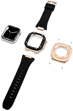 CNHKAU שינוי MOD ערכה מארז מתכת ללהקה של Apple Watch 8 7 6 5 4 SE 45 ממ 41 ממ 44 ממ רצועת רצועה החלפת רצועת מסגרת עבור IWatch 7 6
