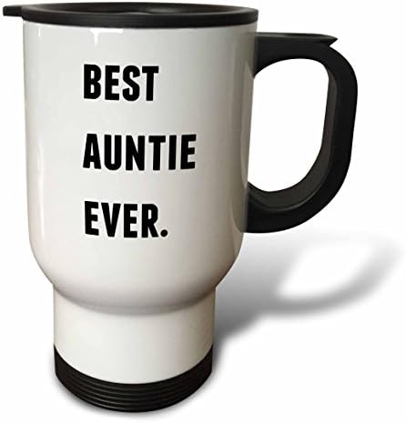 דודה הכי טובה של דודה הכי טובה אי פעם, אותיות שחורות על ספל נסיעות רקע לבן, 14 גרם, לבן