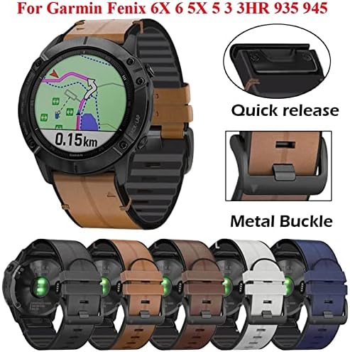 Kossma QuickFit Watch Strap for Garmin Fenix ​​7 7x 6 6x Pro 5x 5 Plus 3HR 935 945 S60 שעון חכם סיליקון מעור אמיתי 22 26 ממ