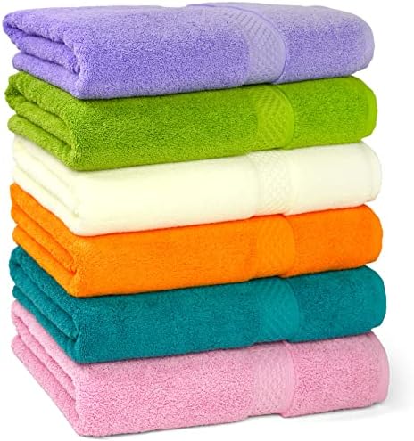 מגבות חבטות נקייה עם 6 חבילות עם צבעים שונים לבני משפחתכם השונים, מגבות מקלחת רכות במיוחד סט מגבות אמבטיה רכות