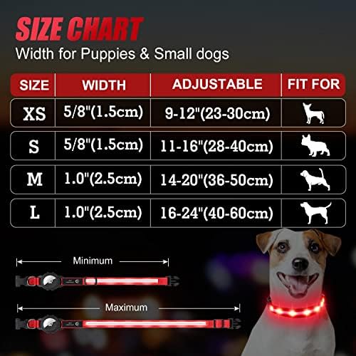 Joytale 11-16 '' צווארון כלבים LED ורצועה רפלקטיבית דו צדדית של 6ft, מדליקה בטיחות לילה נטענת צווארון חיית מחמד והתאמה רצועה ניילון לכלבים