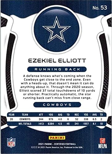 2021 Panini Certified 53 Ezekiel Elliott Dallas Cowboys רשמי כרטיס מסחר בכדורגל NFL במצב גולמי