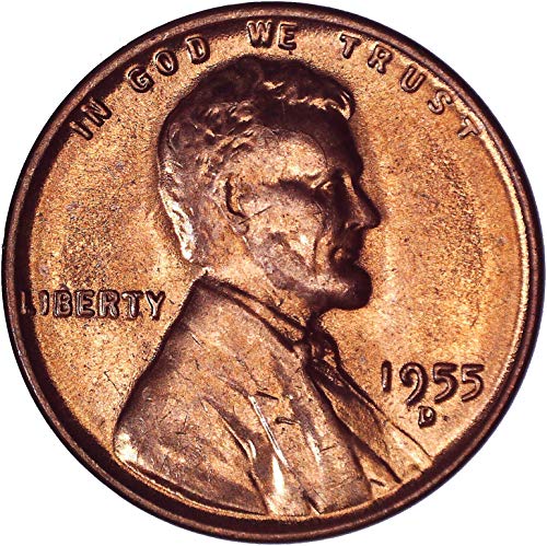 1955 ד לינקולן חיטה סנט 1 ג מבריק ללא מחזור