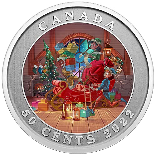 2022 דה מודרני PowerCoin Santa Sleigh Cointal Coin 50 סנט קנדה 2022 BU מבריק לא מחולק