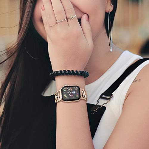 החלפת צמיד ללהקת Apple Watch 38 ממ 40 ממ - Uoomoo Rosegold אלגנטית רצועות תכשיטים רצועות כף יד תואמות לסדרת Iwatch SE/1/2/3/4/5/6/7 - סגנון מפואר ייחודי לנשים בנות נשים