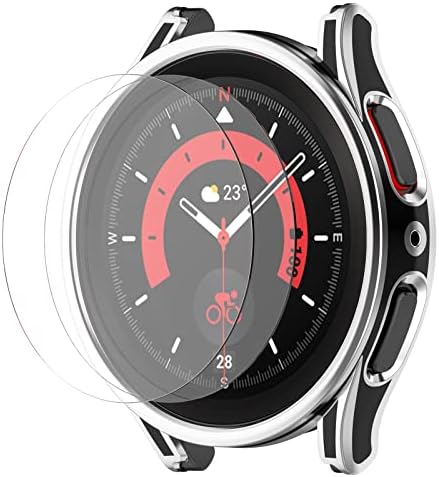 מוטונג מחשב מחשב מגן על כיסוי מקרה עם מגן מסך זכוכית מחוסמת תואם ל- Samsung Galaxy Watch 5/4 40 ממ