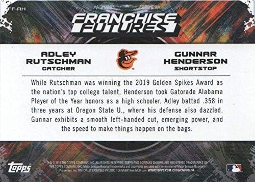 2019 Bowman Draft Canphisise Futures FF-RH Adley Rutschman/Gunnar Henderson RC טירון Baltimore Orioles MLB כרטיס מסחר בייסבול