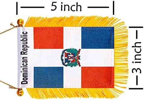 3 איקס 5 אינץ דומיניקה דגל הדומיניקנית חלון תליית דגל קטן מיני רכב דגלי באנרים מראה אחורית קישוט עם יניקה כוס זהב שוליים באנר