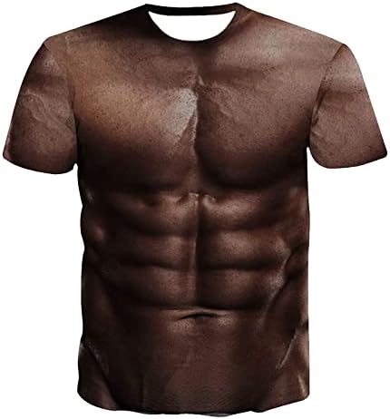 חולצות טי של שריר גברים צוואר צווארון שרוול קצר חולצת טריקו תלת מימד מודפס