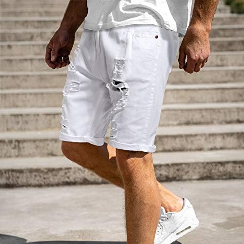 מכנסיים קצרים של גברים קצרים קיץ כושר מזדמן פיתוח גוף חור קרוע מכנסי מכנסי ספורט