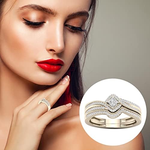 טבעות אירוסין לנשים - 925 תכשיטים מבריקים יוקרתיים טבעות יהלום מלאות טבעת כלה אלגנטית טבעת זיכרון עם חתך טוב, מתנות לנשים אשה חברה